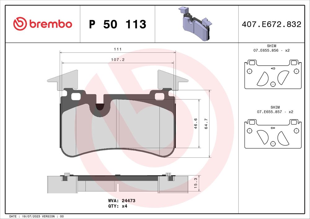 Klocki hamulcowe BREMBO P 50 113