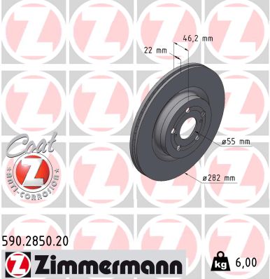 Tarcza hamulcowa ZIMMERMANN 590.2850.20