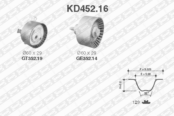 Zestaw paska rozrządu SNR KD452.16