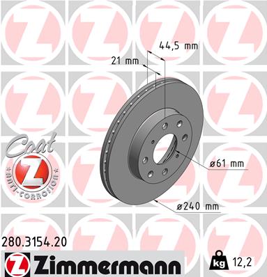 Tarcza hamulcowa ZIMMERMANN 280.3154.20