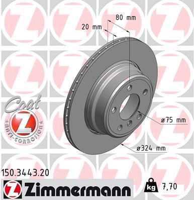 Tarcza hamulcowa ZIMMERMANN 150.3443.20