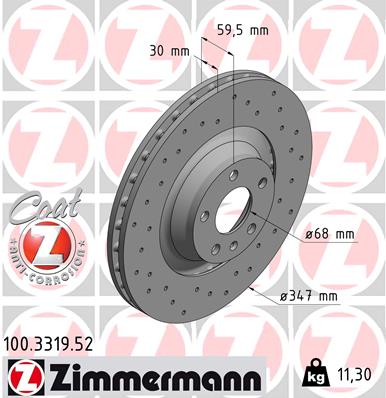 Tarcza hamulcowa ZIMMERMANN 100.3319.52