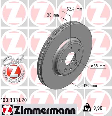 Tarcza hamulcowa ZIMMERMANN 100.3331.20