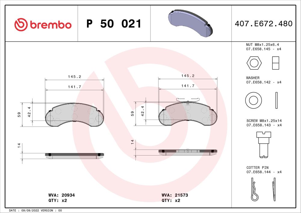 Klocki hamulcowe BREMBO P 50 021