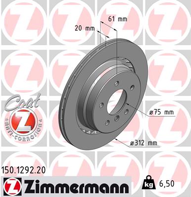 Tarcza hamulcowa ZIMMERMANN 150.1292.20