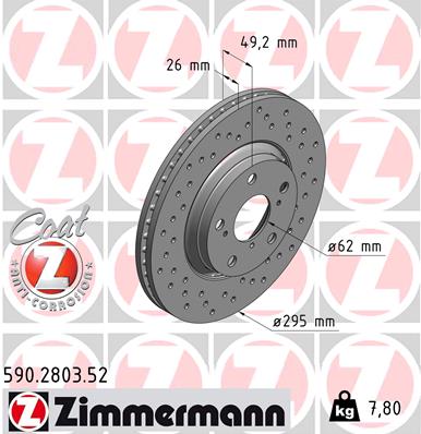 Tarcza hamulcowa ZIMMERMANN 590.2803.52