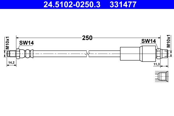 Przewód hamulcowy elastyczny ATE 24.5102-0250.3