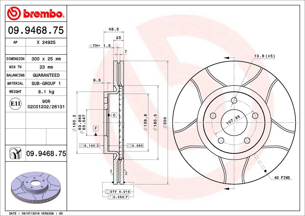 Tarcza hamulcowa BREMBO 09.9468.75