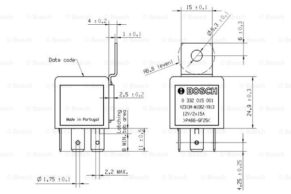 Przekaznik, prąd pracy BOSCH 0 332 015 001