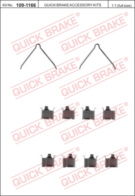 Zestaw akcesoriów montażowych  klocków hamulcowych QUICK BRAKE 109-1166