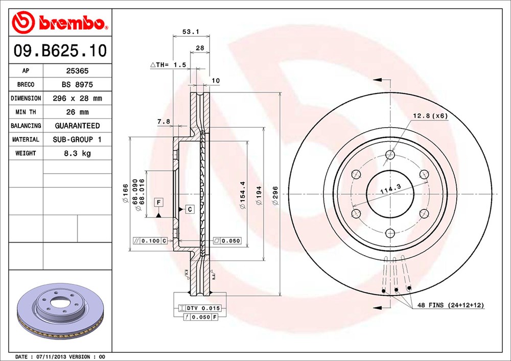 Tarcza hamulcowa BREMBO 09.B625.10