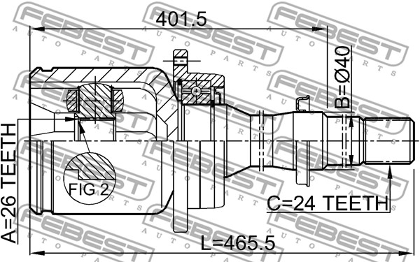 Przegub wału FEBEST 0111-AZT250RH