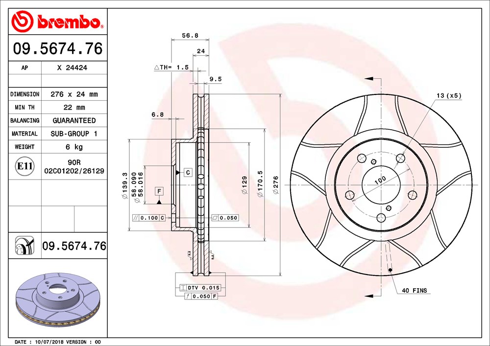 Tarcza hamulcowa BREMBO 09.5674.76