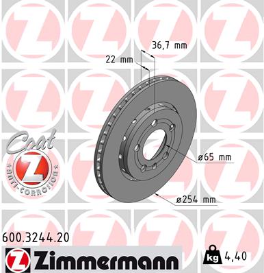 Tarcza hamulcowa ZIMMERMANN 600.3244.20