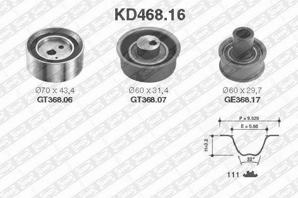 Zestaw paska rozrządu SNR KD468.16