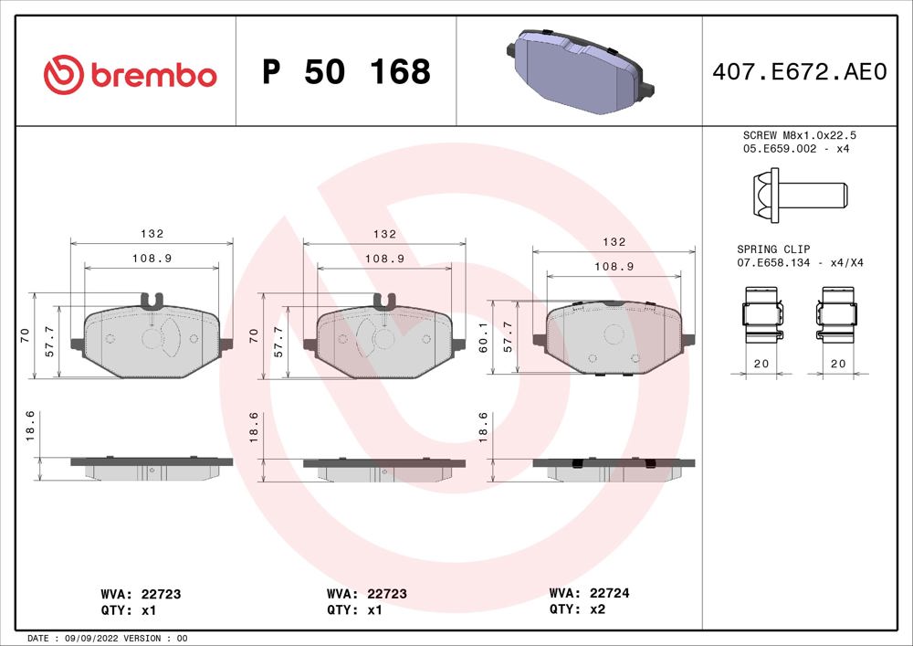 Klocki hamulcowe BREMBO P 50 168