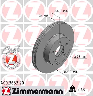 Tarcza hamulcowa ZIMMERMANN 400.3653.20