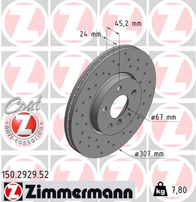 Tarcza hamulcowa ZIMMERMANN 150.2929.52