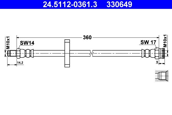 Przewód hamulcowy elastyczny ATE 24.5112-0361.3