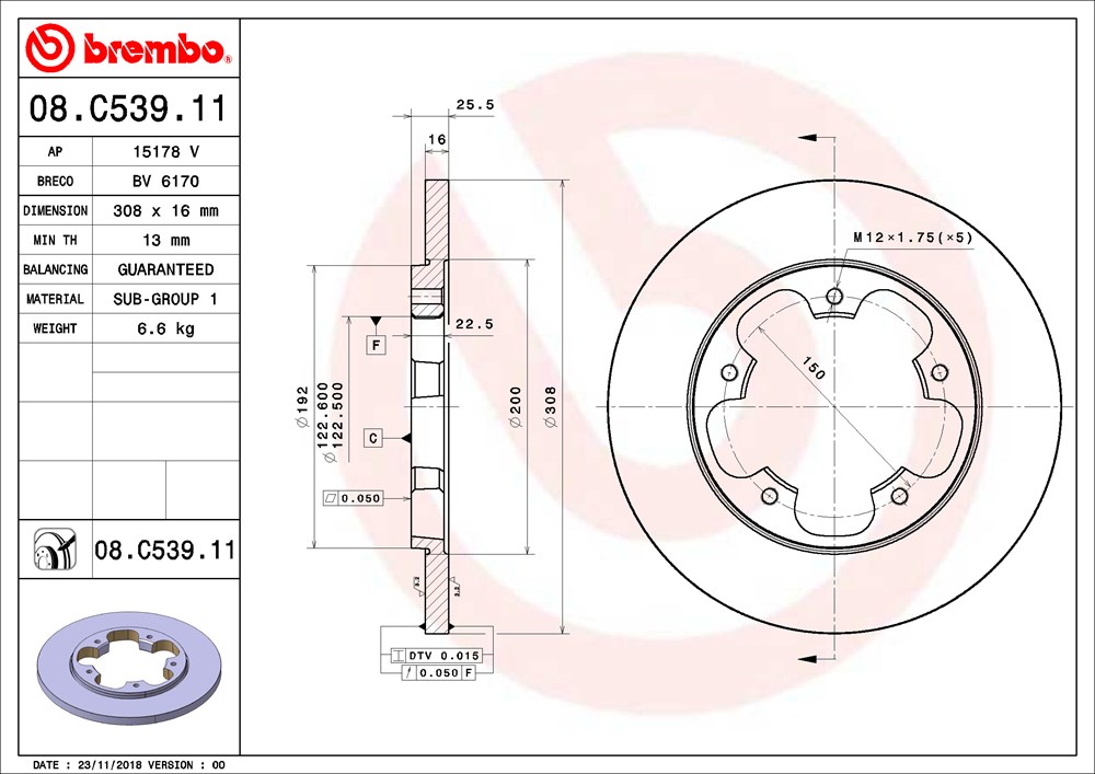 Tarcza hamulcowa BREMBO 08.C539.11