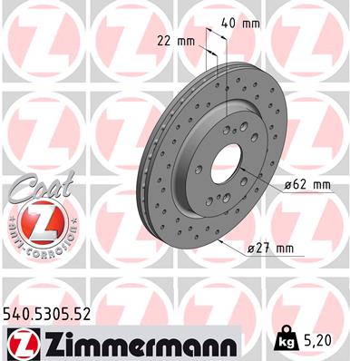 Tarcza hamulcowa ZIMMERMANN 540.5305.52