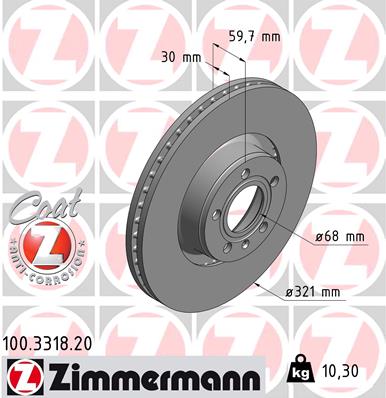 Tarcza hamulcowa ZIMMERMANN 100.3318.20