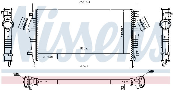 Chłodnica powietrza intercooler NISSENS 961252