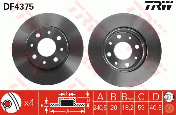 Tarcza hamulcowa TRW DF4375