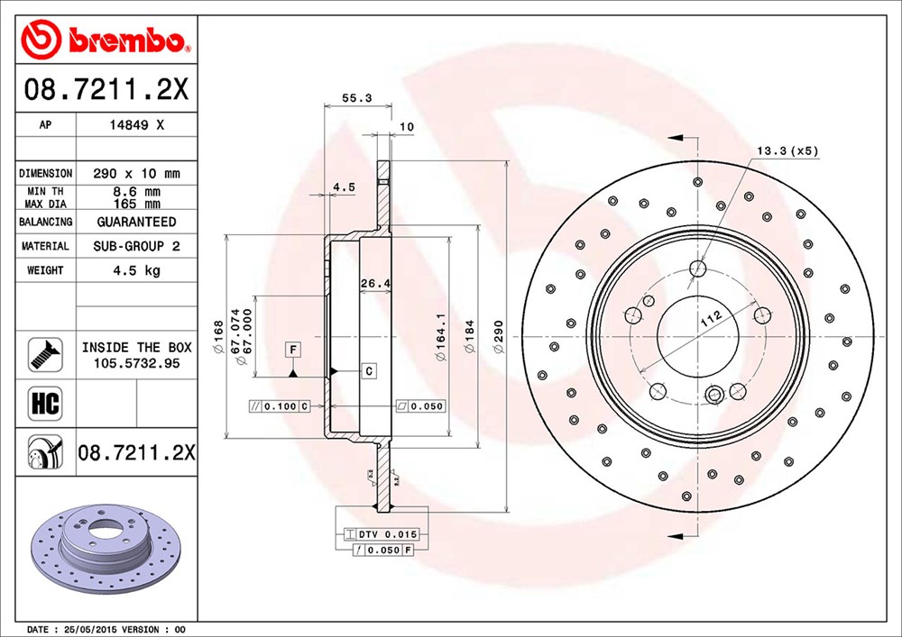 Tarcza hamulcowa BREMBO 08.7211.2X