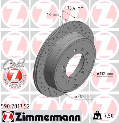 Tarcza hamulcowa ZIMMERMANN 590.2817.52