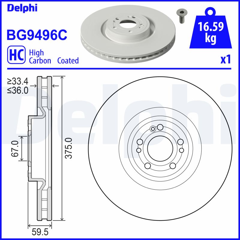 Tarcza hamulcowa DELPHI BG9496C