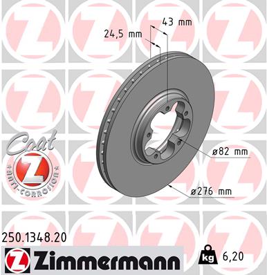 Tarcza hamulcowa ZIMMERMANN 250.1348.20