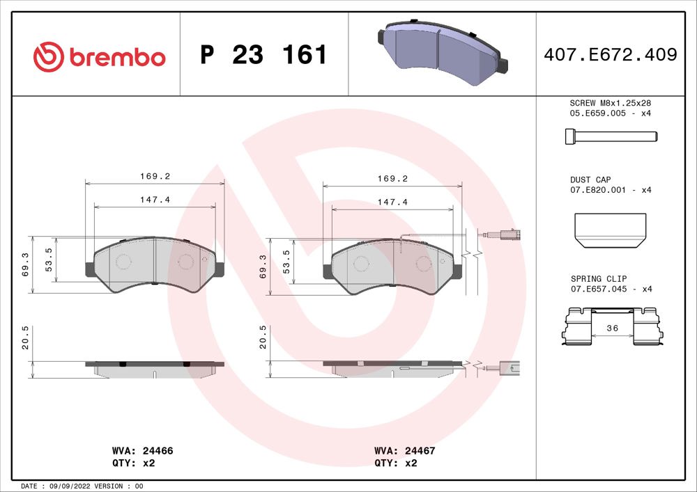 Klocki hamulcowe BREMBO P 23 161