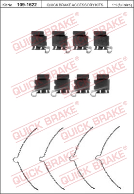 Zestaw akcesoriów montażowych  klocków hamulcowych QUICK BRAKE 109-1622