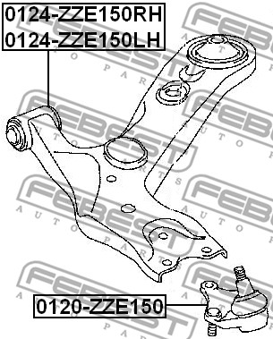 Wahacz zawieszenia koła FEBEST 0124-ZZE150RH