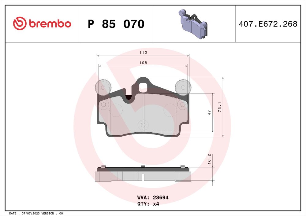 Klocki hamulcowe BREMBO P 85 070