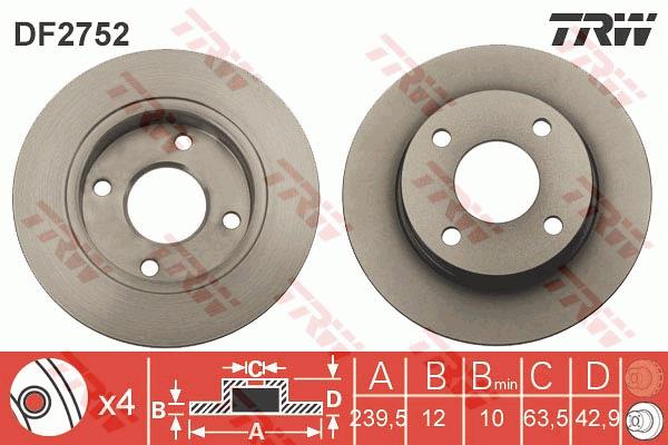 Tarcza hamulcowa TRW DF2752