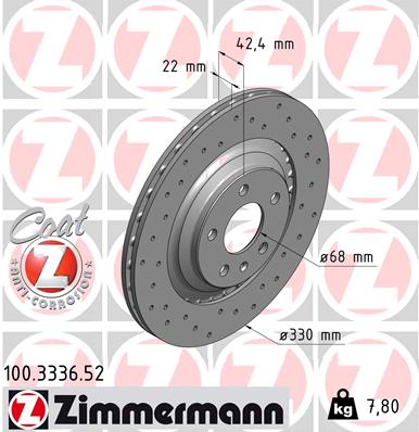 Tarcza hamulcowa ZIMMERMANN 100.3336.52