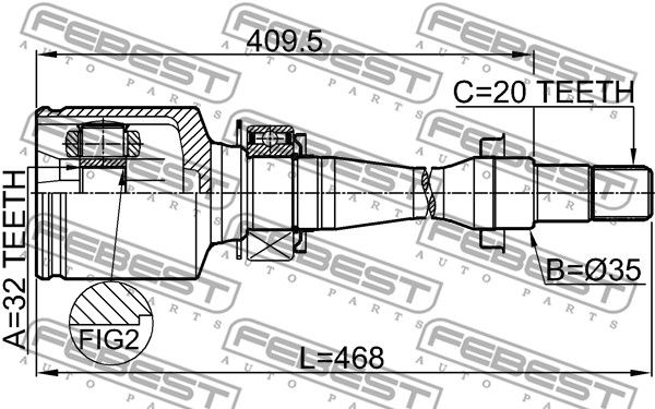 Przegub wału FEBEST 0111-CT220RH