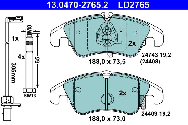 Klocki hamulcowe ATE 13.0470-2765.2