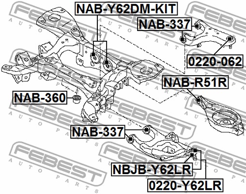 Łożyskowanie  korpusu osi FEBEST NAB-Y62DM-KIT