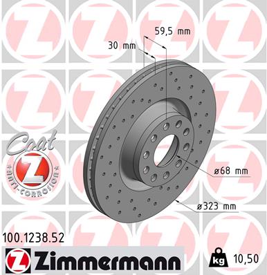 Tarcza hamulcowa ZIMMERMANN 100.1238.52