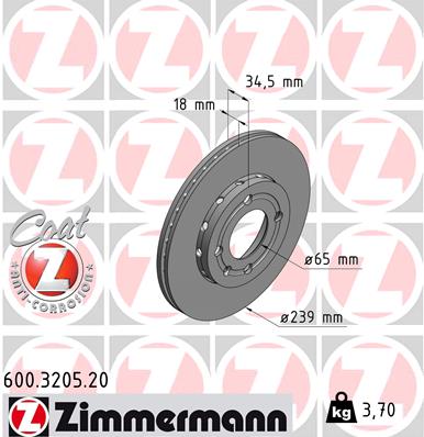 Tarcza hamulcowa ZIMMERMANN 600.3205.20