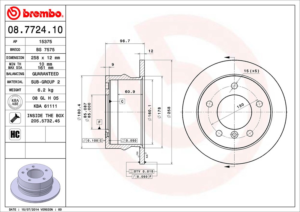 Tarcza hamulcowa BREMBO 08.7724.10