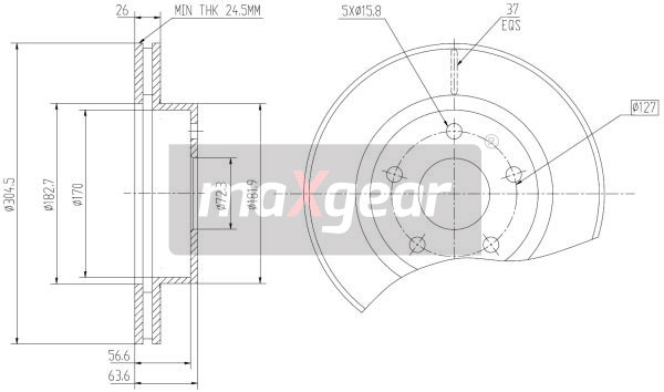 Tarcza hamulcowa MAXGEAR 19-1827MAX