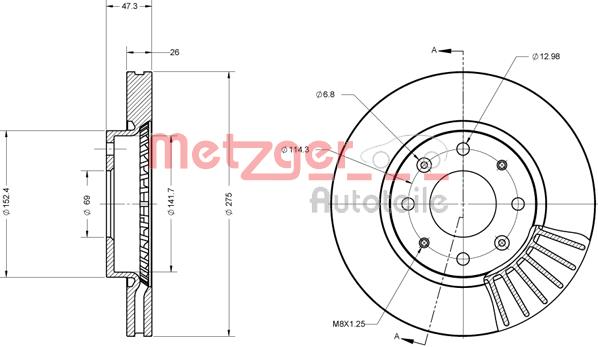 Tarcza hamulcowa METZGER 6110467