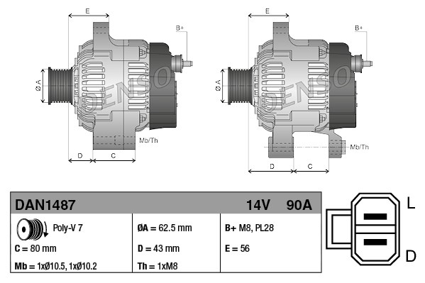 Alternator DENSO DAN1487