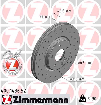 Tarcza hamulcowa ZIMMERMANN 400.1436.52