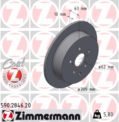 Tarcza hamulcowa ZIMMERMANN 590.2846.20