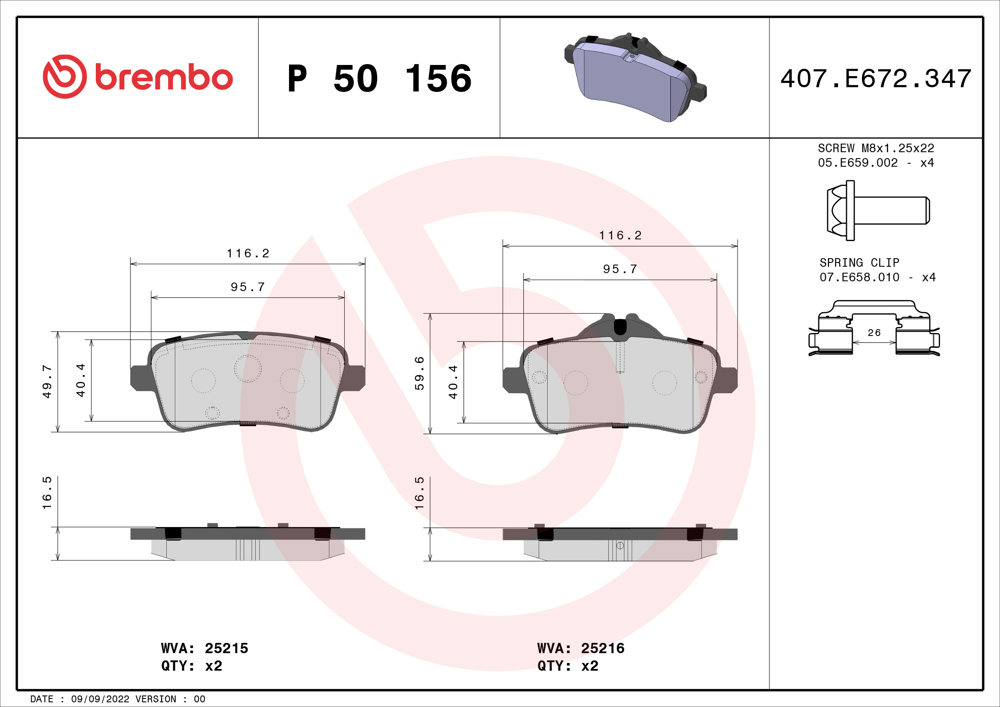 Klocki hamulcowe BREMBO P 50 156